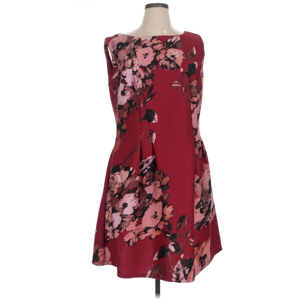 NWT Taylor Women Floral Print Sleeveless A-Line Dress Red‎ Pink Black Size 18W